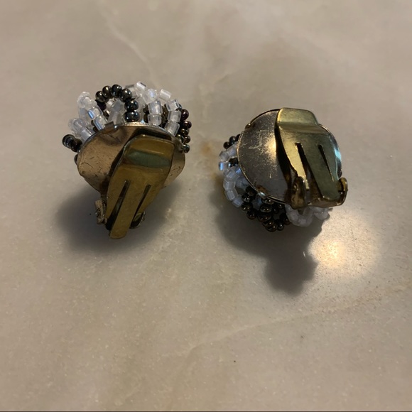 Vintage Beaded & Pearl Clip-On Earrings - Picture 2 of 3